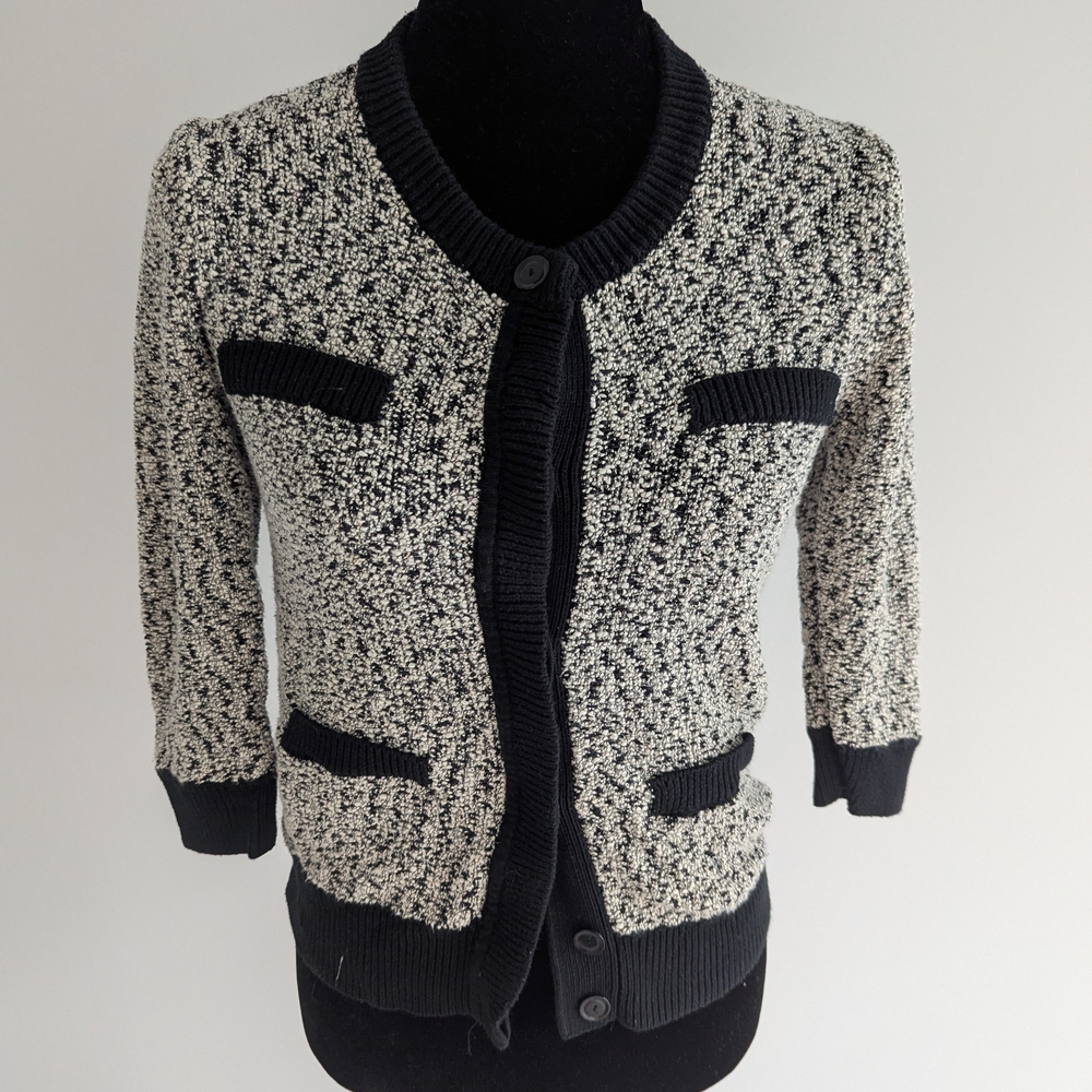 Ann Taylor Monochrome Textured Cardigan